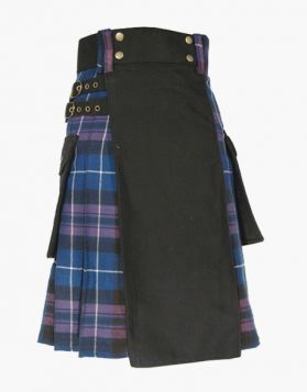 Black and Pride of Scotland Hybrid Kilt with Pockets