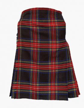 Black Stewart Tartan Utility Kilt with Fastening Straps