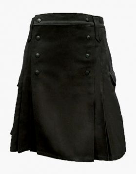 Black Utility Kilt with Back Pockets - Front Image 