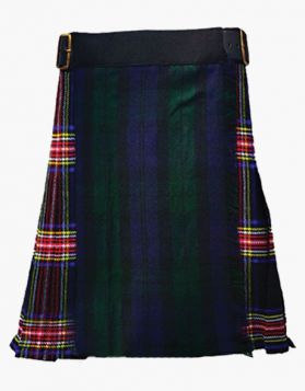 Black Watch and Black Stewart Tartan Kilt