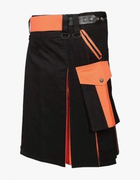 Men's Black and Orange Hybrid utility kilt