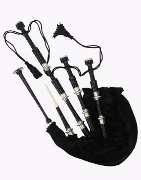 Traditional Back Velvet Bagpipe Set