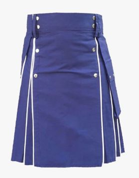 Blue Utility kilt With White lines