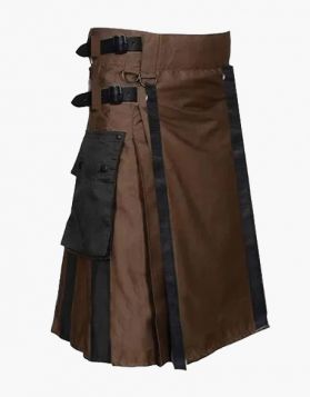 Brown and Black Hybrid Kilt with Nylon Straps