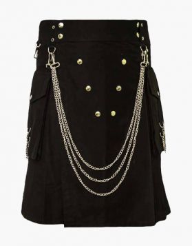 Cargo Utility Kilt With Silver Chains - Front Image