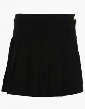 Female Black Cotton Mini Kilt - Front Image 