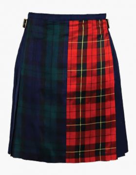 Female Black Watch with Wallace Tartan Hybrid Kilt - Front Image 