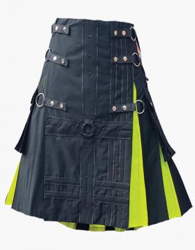 Gothic Black and Fluorescent Green Hybrid Kilt