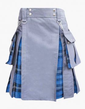  Grey Blue Ramsey Hybrid Kilt- Front Image 