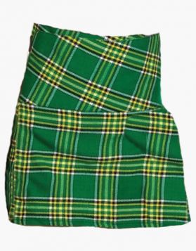 Irish Green Mini Tartan Kilt with Wide Waistline