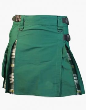 Ladies Green with St Patrick's Hybrid Kilt - Front Image 