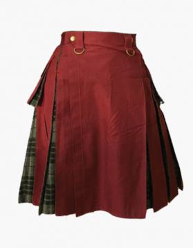 Ladies Maroon and Grey Watch Hybrid Kilt