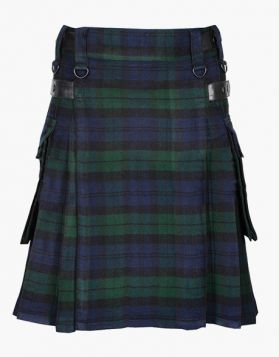 Lautreamont Black Watch Tartan Utility Kilt with Pockets