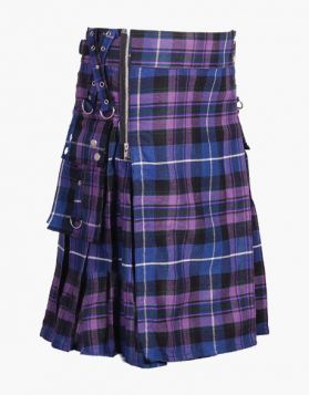 Men Pride of Scotland Fashion Tartan Utility Kilt with Zipper