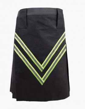 Mens Black Firefighter Kilt with Pocket - Front Image 