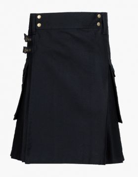 Mens Black Utility Kilt- Front Image