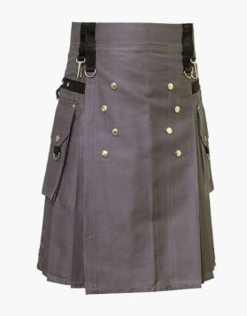 Men’s Grey Fashion Utility Kilt- Front Image 