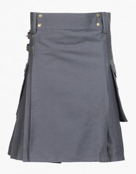 Mens Grey Utility Kilt - front Image