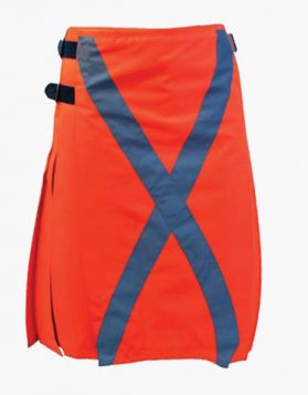 Mens Orange Firefighter Kilt with Cross Strap - Front Image 