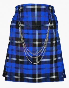 Mens Ramsay Blue Tartan Kilt with Chains - Front Image