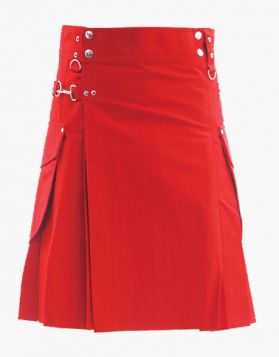 Men's Red Cargo Kilt