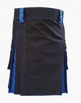 Modern Black and Blue Two-Tone Hybrid Kilt-front Image