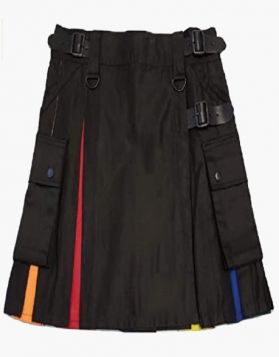 Modern Black Rainbow Hybrid Kilt - Front Image