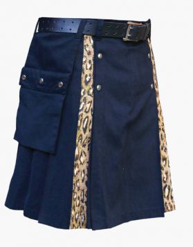 Modern Blue with Leopard Hybrid Kilt - Front Image