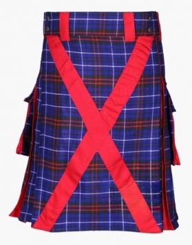 Modern Edmonstone Tartan with Red Hybrid Kilt - Front Image 