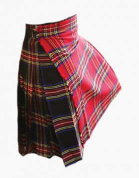 Modern Royal Stewart and Black Stewart Kilt - Side Image