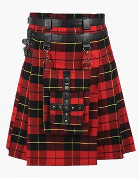 Modern Wallace Tartan Utility Kilt with Detachable Pocket - Front Image