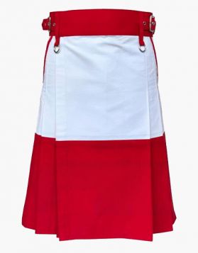 Modern White with Red Christmas Utility Kilt - Front Image 