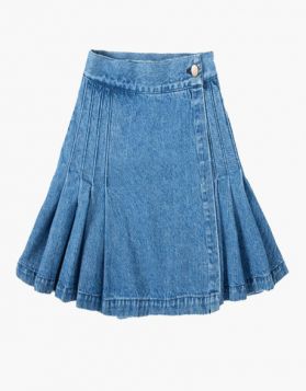 Modern Women Blue Washable Denim Mini Kilt