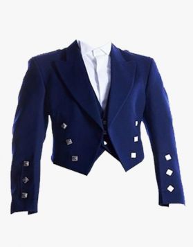Prince Charlie Jacket With 3 Button Waist Coat Navy Blue
