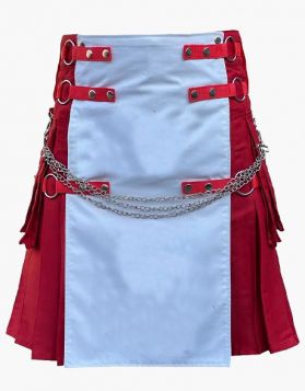 Red and White Christmas Gothic Kilt - Front Image 