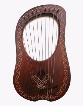 Rosewood Lyre Harp with 10 Strings and Natural Chain Style