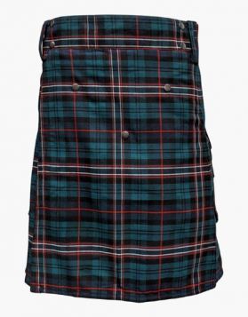 Scottish National Tartan Utility Kilt with Slant and Flap Pockets 