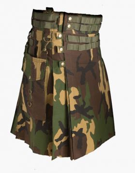 Stylish Woodland Camo Tactical Kilt 