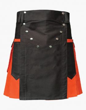 Two-Tone Orange and Black Utility Kilt -Front Image