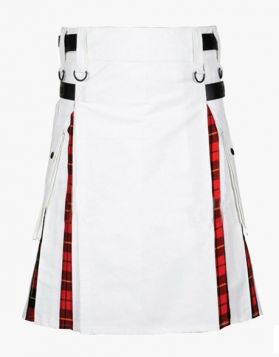 White and Wallace Tartan Utility Hybrid Kilt- Front Image 