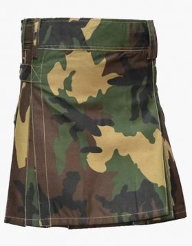 Woodland Camo Women Utility Mini Kilt - Front Image