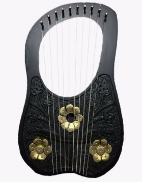 10 String Lyre Harp with Golden Flowers