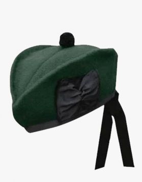Dark Green Glengarry Hat with Black & White Diced