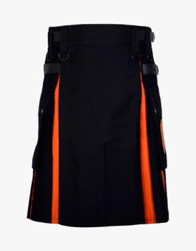 Black And Orange Hybrid Kilt- Front Image 