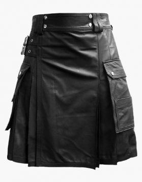 Black Leather Kilt