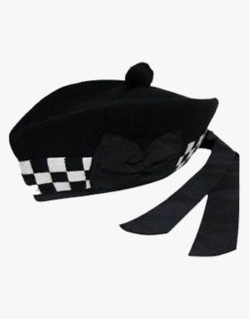 BLACK AND WHITE DICED GLENGARRY HAT