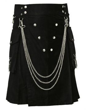 Cargo Utility Kilt With Silver Chains 