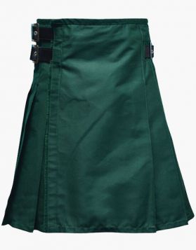Green Kilt with Fastening Straps - Front Image
