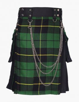 Men's Black and Wallace Hunting Hybrid Kilt- Front Image