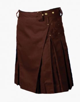Modern Brown Utility Kilt with Back Pocket- Front Image